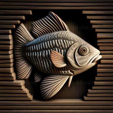 3D model st Striped barbus fish (STL)